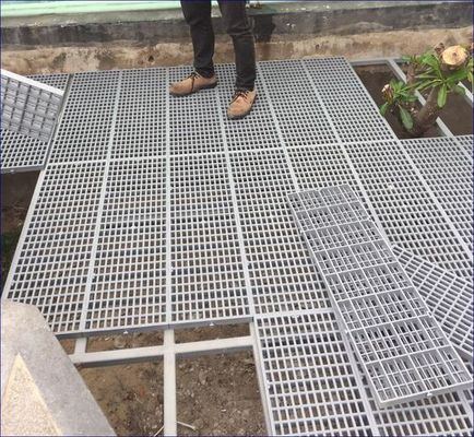 Good Ventilation Industrial Steel Grating Press Welding Process 6mm Cross Bar Size